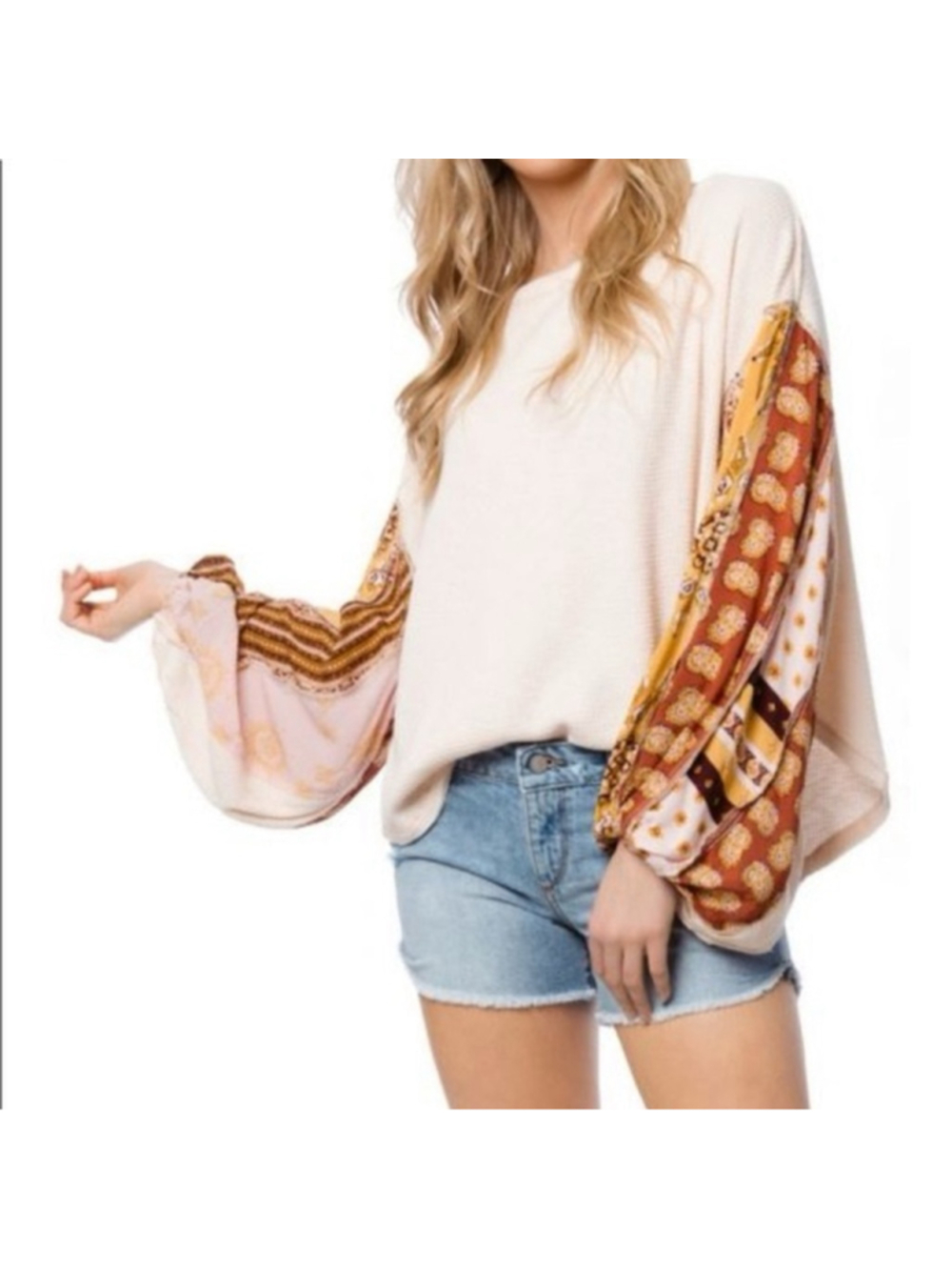 FREE PEOPLE We The Free Blossom Thermal Top In Rose Size XS Oversized Bohemian